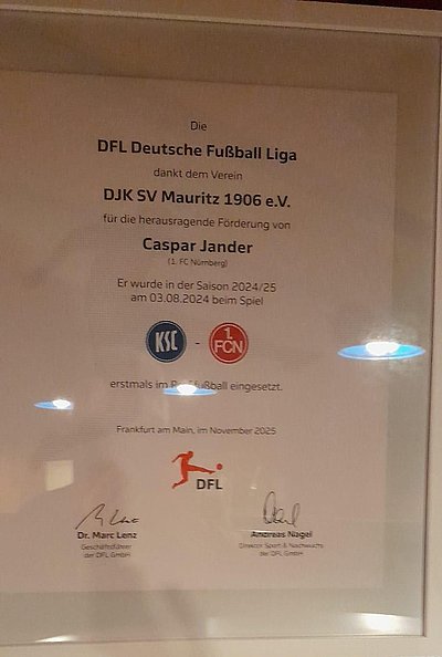 Ehrung für die Förderung von Caspar Jander Ehrung für Förderung von Caspar Jander